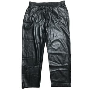 HUGO BOSS Womens Faux Leather Elastic Waist Motorcycle Ankle Pants Black US 10